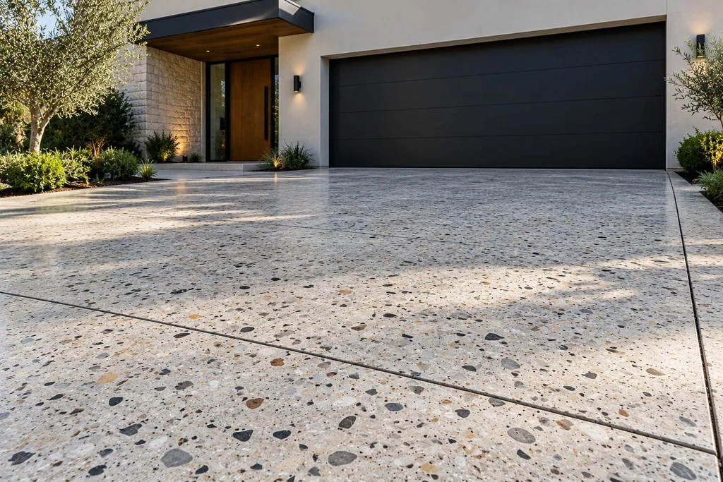 honed concrete driveways