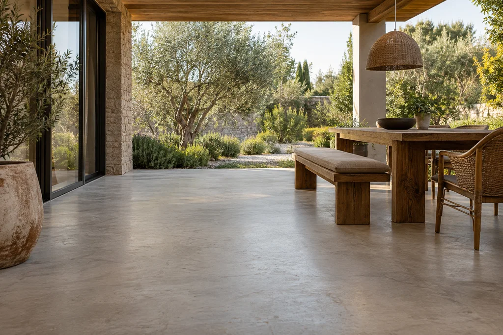 Honed concrete outdoor living area in Perth